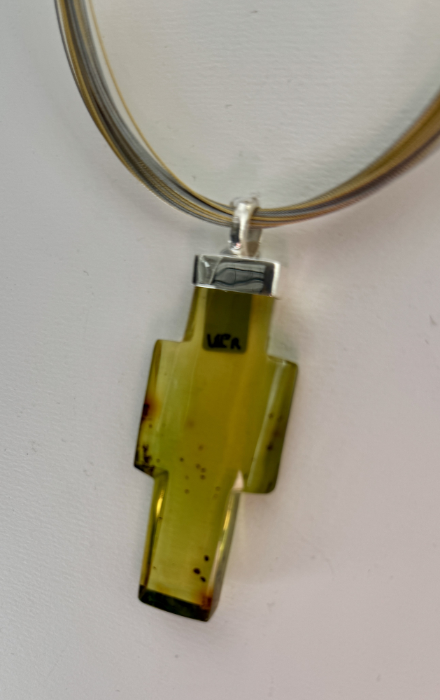 Grüner Bernstein Anhänger 925 Silber